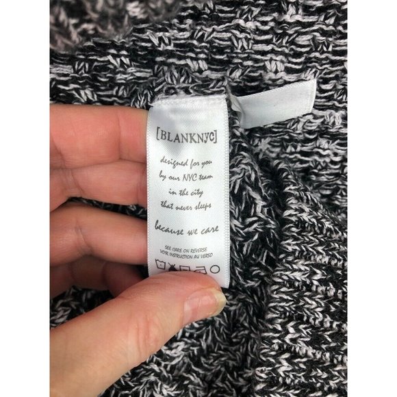 BLANKNYC Womens Pullover‎ Sweater Black Marled Vegan Leather Sleeve Cowl Neck S - Picture 7 of 10